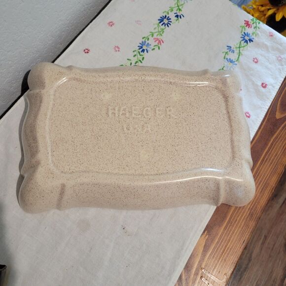 Vintage Speckled Tan Haeger Rectangle Tray Serving Dish 11”x7.5” 2.25” Deep USA - Picture 5 of 10